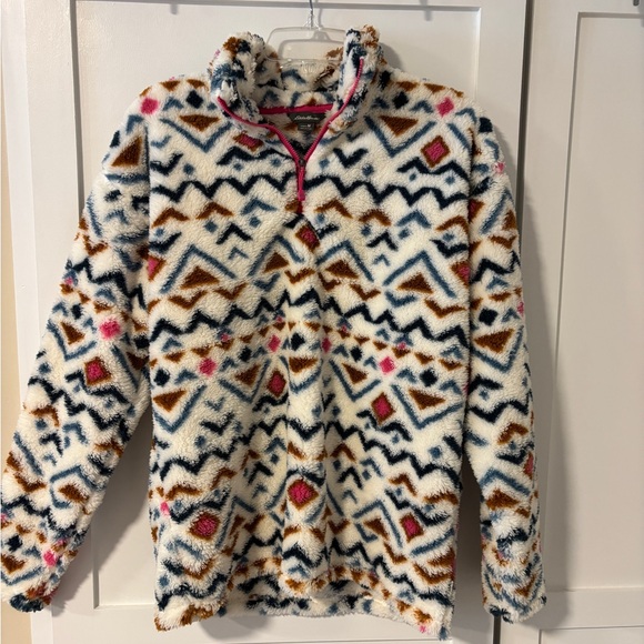 Eddie Bauer Fleece Pullover with Pink Trim - Picture 1 of 6